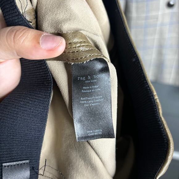 Rag & Bone Simone Leather Pant Olive Size 6 - Picture 9 of 9